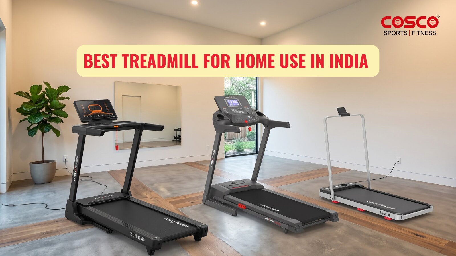 Person comparing a COSCO JET 300 and Sprint 40 treadmill for home use in India.