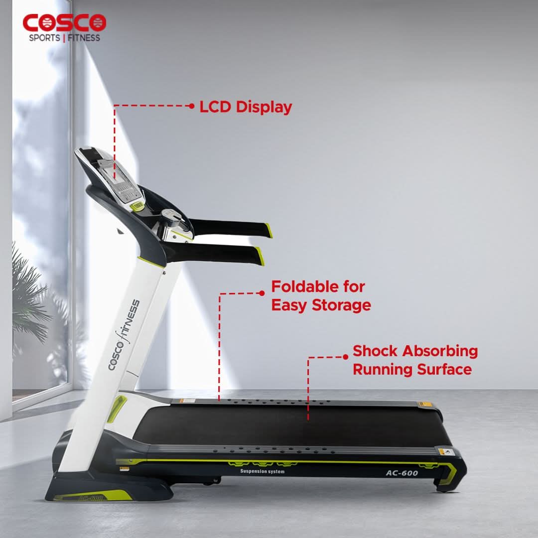 AC 600 Multipurpose Treadmill with 3 HP Peak Power & 7 Inch Blue LCD Display makes it more functional & durable.