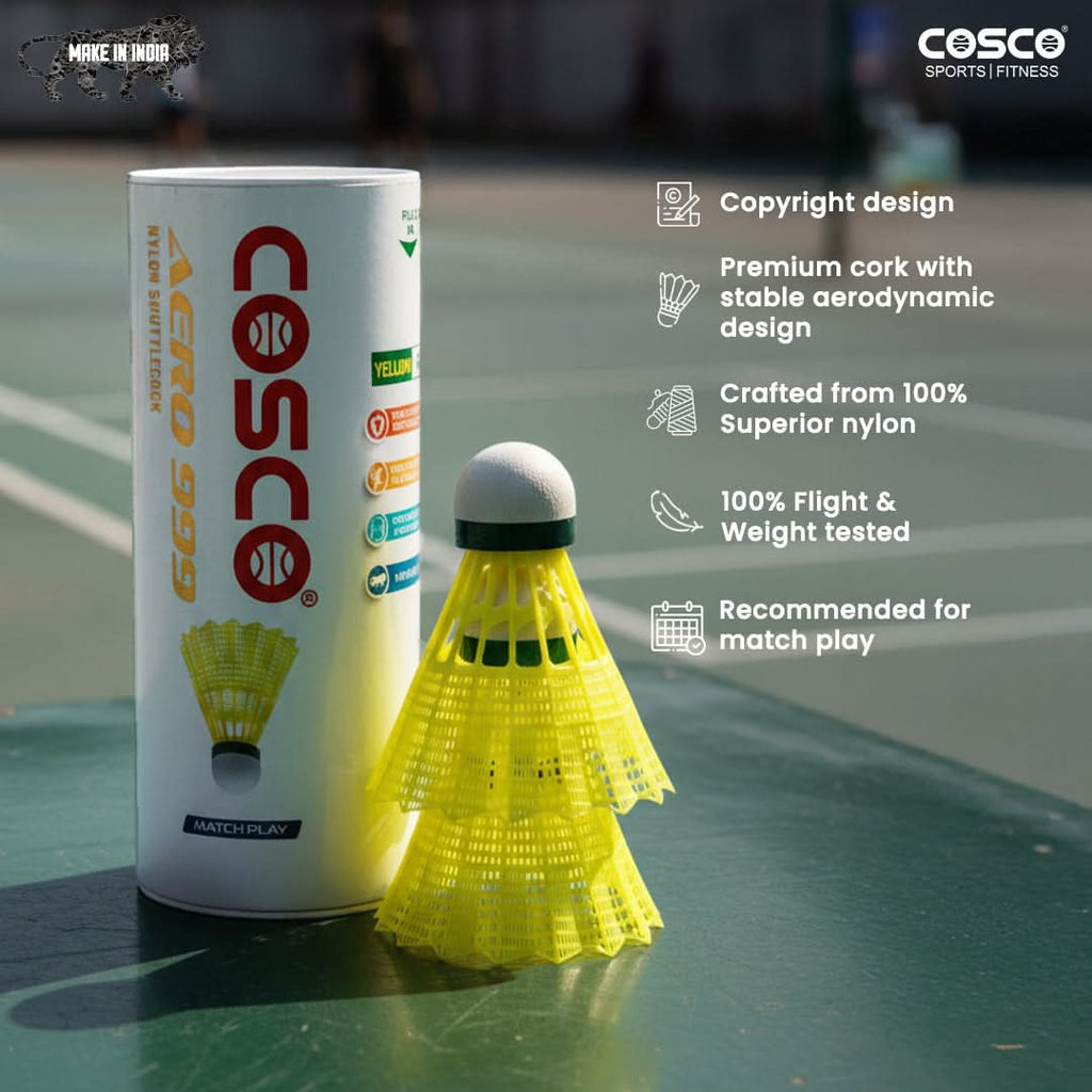 AERO 999 Match Play Nylon Shuttlecock | Pack of 3