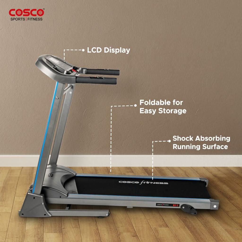 Cosco K 11 (1.25 HP DC Motor) Treadmill with Manual Incline Upto 3 Levels