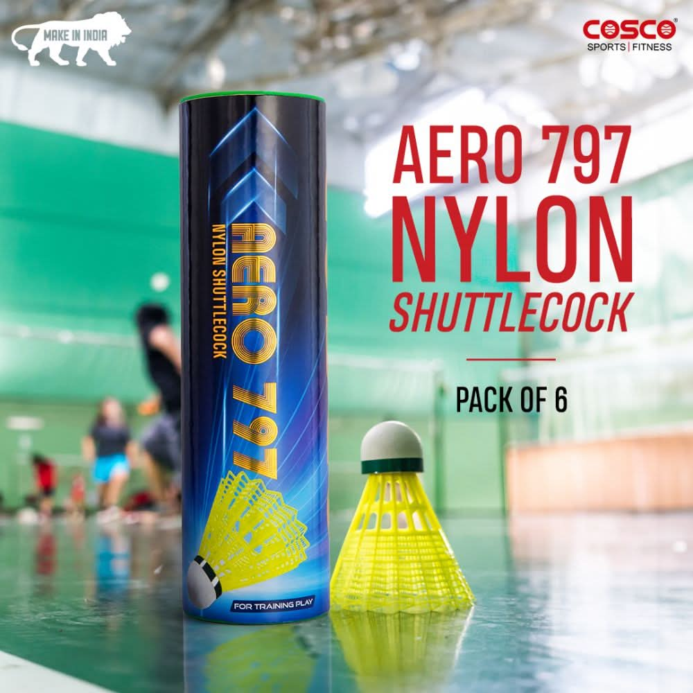 AERO 797 Premium Nylon Shuttlecock | (Pack of 6) Proudly Made in India