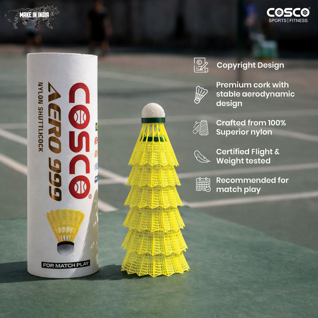 AERO 999 Match Play Nylon Shuttlecock | Pack of 6