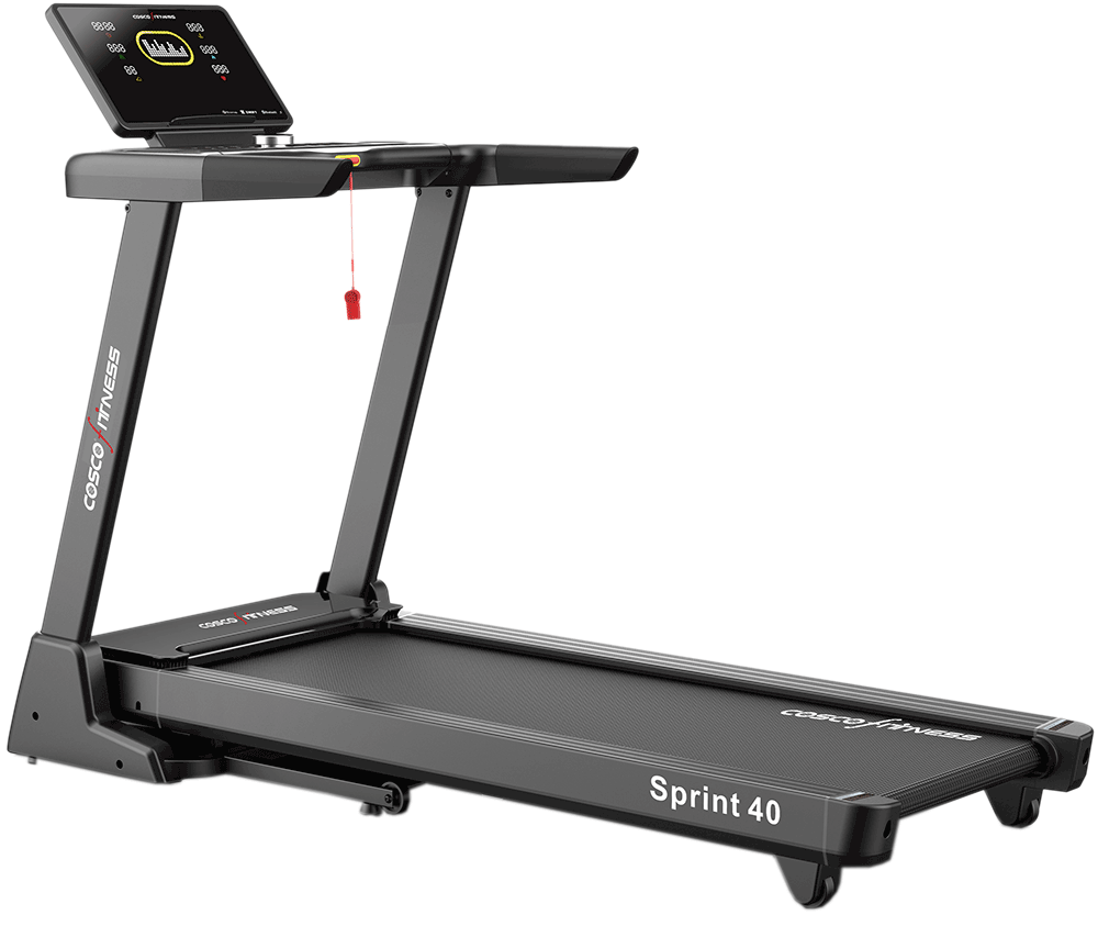 COSCO Sprint 40 treadmill with wide running belt, console and safety key Main image